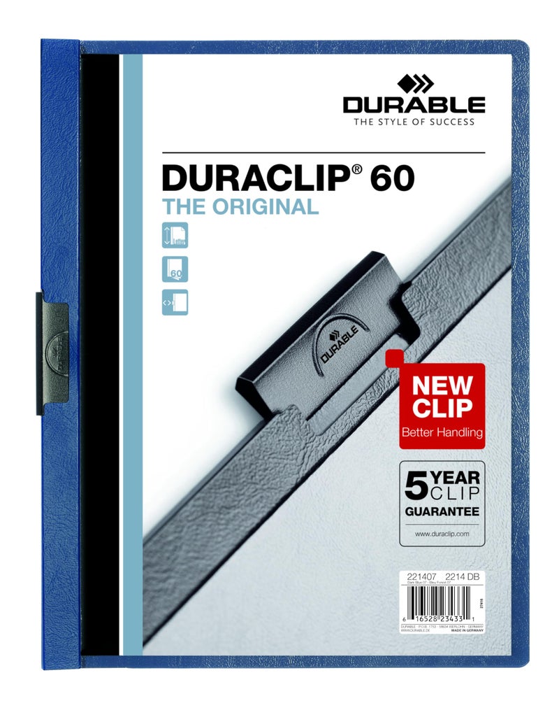 Durable Report Cover with DURACLIP Letter-Size 8.5" x 11" Inches - Holds Up to 60 Pages - Clear Cover and Dark Blue Border - Box of 25 - Image 1
